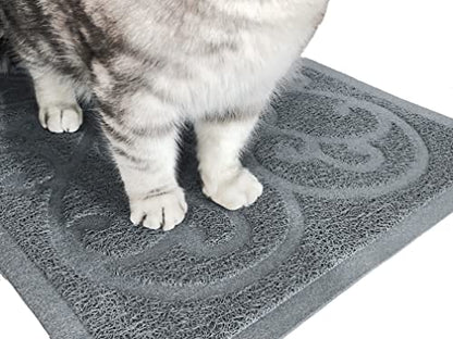 PetLike Cat Litter Box Mat, Thick Kitty Litter Trapping Mat, Durable,Waterproof &Washable with Non-Slip Backing, Soft on Kitty Paws and Easy to Clean, BPA Free - color: Light Grey, size: 35x24
