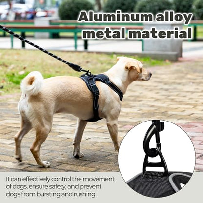 No Pull Dog Harness Escape Proof, Adjustable Reflective Dog Vest with Control Handle, No Choke Pet Harness for Medium and Large Dogs (Black, M)