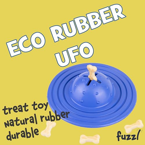 Fuzzl Eco Rubber Chuck & Treat Sky Saucer - Blue - Long Lasting Dog Chew Toys for Aggressive Chewers Strong Dog Toy for Dogs Durable Puppy Toys - style: UFO Blue