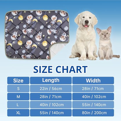 Paw Legend Cool Dog Mat for Dogs & Cats - Summertime Pet Cooling Mat & Blanket, Washable Fabric, X-Large - color: Cartoon, size: X-Large(55x80")