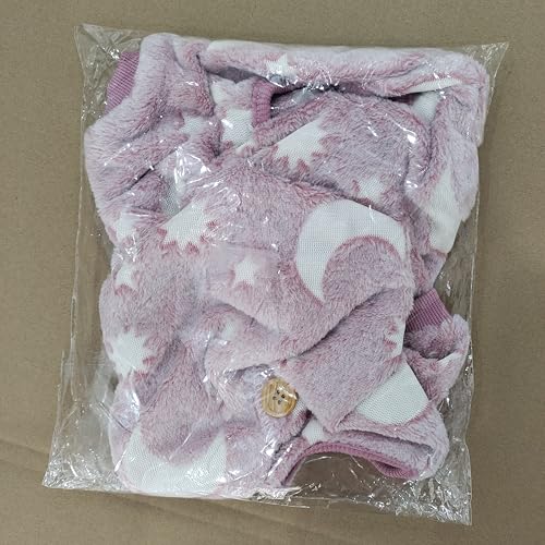 Plush Dog Pajamas Glow in The Dark Dog Jumpsuit 4 Legged Onesie for Small Medium Dog Cat, Pink Moon L - color: Pink Moon, size: Large