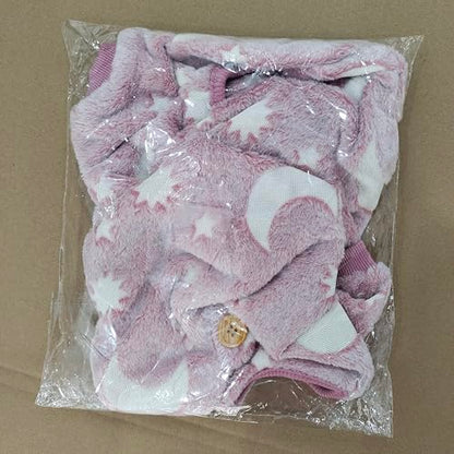 Plush Dog Pajamas Glow in The Dark Dog Jumpsuit 4 Legged Onesie for Small Medium Dog Cat, Pink Moon L - color: Pink Moon, size: Large