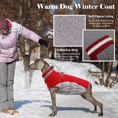 Lelepet Dog Coat Warm Dog Winter Coat Waterproof Dogs Jacket with Harness Built in Reflective Pet Fleece Vest Zip-Up Cold Weather Coats for Small Dogs Turtleneck & Windproof Coats Chihuahua Red XS - color: Red, size: X-Small