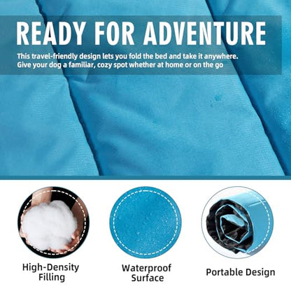 Outdoor Dog Bed Waterproof, Travel Dog Bed Large Size with Carry Bag, Machine Washable, Camping, Durable, Foldable Outdoor Dogs Mat for Small, Medium and Large Dogs