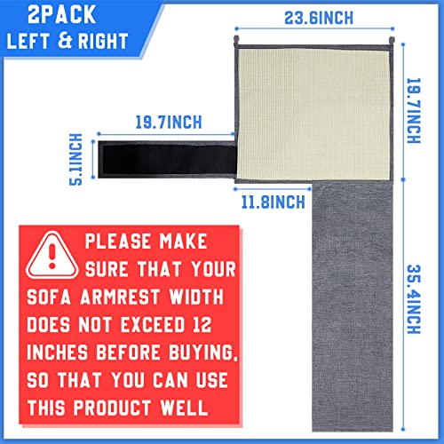 Cat Scratcher Furniture Protector Set of 2, Cat Scratch Mat Sofa Protection with Natural Sisal for Furniture Couch Chair Sofa Cat Care Pad (Dark Gray)