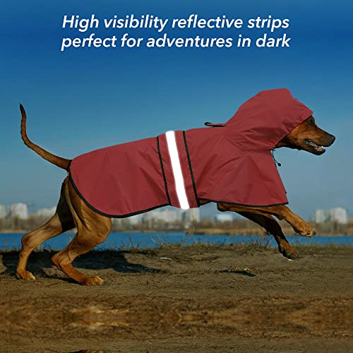 Reflective Dog Raincoat - Adjustable Waterproof Pet Rain Jacket, Lightweight Dog Hooded Rain Slicker Poncho for Small to X- Large Dogs and Puppies (Red, Small) - color: Red, size: Small