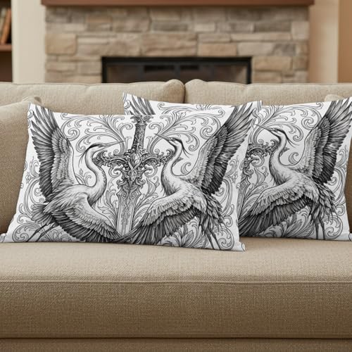 Throw Pillow Covers Set of 2 Sword Lily Flowers Decor Pillow Covers with Zipper Floral Sword Goth Vintage Pillowcase Cushion Cover for Sofa Couch Bed Home 12x20 Inch - color: Black, White, Silver, size: 20" x 12" (Pack of 2)