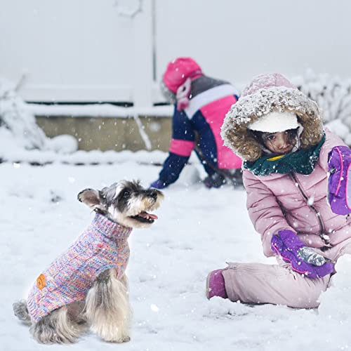 BEAUTYZOO Small Dog Sweater -Turtleneck Pullover Classic Cable Knit Fuzzy Winter Coat Dog Cold Weather Clothes for Small Medium Dogs Puppy Girl Boys(Rainbow Pink, L) - color: Gradient Pink, size: L (Back: 20",Chest: 26", Neck: 17")