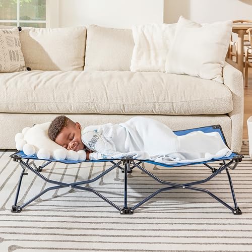 Regalo My Cot® Portable Toddler Bed, Foldable Kids Travel Bed & Camping Cot, Lightweight Sleeping Cot for Toddlers, Indoor/Outdoor, 46.5” x 24” x 9.5”, Royal Blue - color: Royal Blue