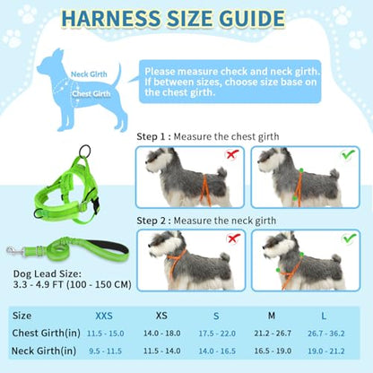 SlowTon No Pull Small Dog Harness and Leash Set, Puppy Soft Vest Harness Neck & Chest Adjustable, Reflective Lightweight Harness & Anti-Twist Pet Lead Combo for Small Medium Dogs (G-Front Clip,XXS) - color: B-Light Green - With Front Clip, size: XX-Small