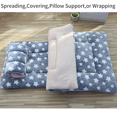 Reversible Coral Fleece Pet Blanket, 12 Designs 6 Sizes for Dogs/Cats/Rabbits, Scratch-Resistant Machine-Washable, Sofa Protector & Warm Pad, Fits 0-60 Lbs Pets (27''x19'', Light Gray) - size: 27''x19''