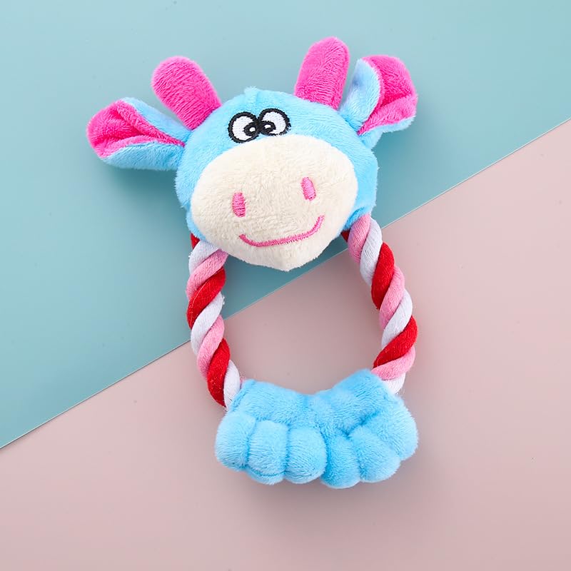 Interactive Plush & Cotton Rope Dog Toy – Durable Chew & Tug Toy for Small to Medium Dogs – 3-Pack