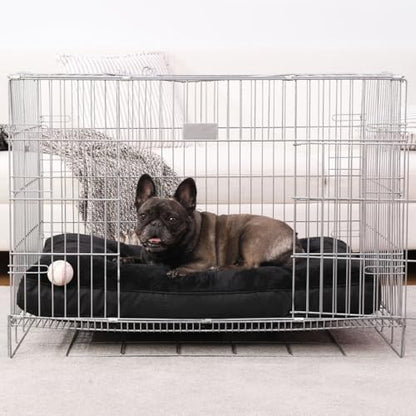 Dog Crate Bed Waterproof Deluxe Plush Dog Beds with Removable Washable Cover Anti-Slip Bottom Pet Sleeping Mattress for Large, Medium, Jumbo, Small Dogs, 23 x 17 inch, Black - color: Black, size: 23.0"L x 17.0"W x 3.0"Th