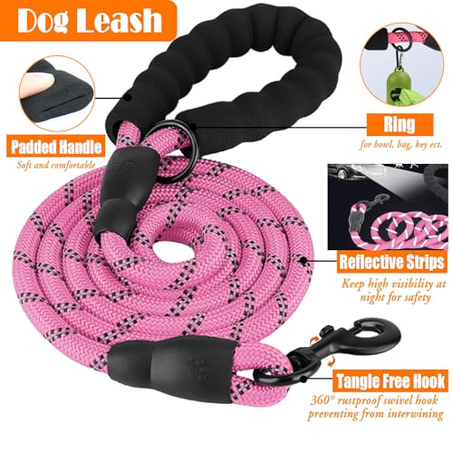LOBEVE No Pull Dog Harness, Collar & Leash Set | Includes Dog Seat Belt, Collapsible Bowls & Poop Bag Dispenser. Ideal for Training, Walking, Hiking. Fits Small to Large Dogs(Pink-S) - color: Pink, size: Small