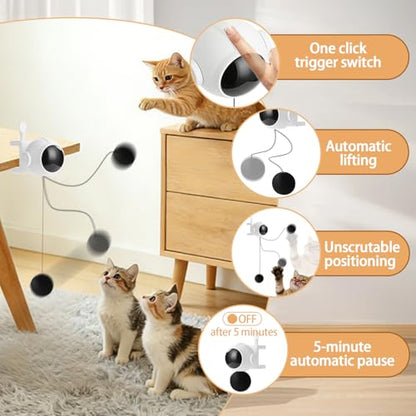 Automatic Interactive Cat Toy Ball, Electronic Self-Play Lifting Hanging Pet Cat Ball Random Up-Down Motion Indoor Cats & Kittens Toy