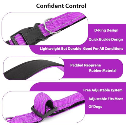 Reflective Dog Collar Padded with Soft Neoprene Breathable Quick Release Basic Dog Collars for Puppy Small Dogs Dark Magenta - color: Dark Magenta, size: S:width 5/8"neck 10.5-16"
