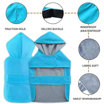 Dog Raincoat Dog Rain Jacket Poncho Waterproof Pet Rain Suit Double-Layered Breathable Lining Hooded Leash Hole Adjustable Puppy Small Medium Dogs,Blue,XL,Back Length 13-15.5 inches - color: Blue, size: XL:Back Length 13-15.5"