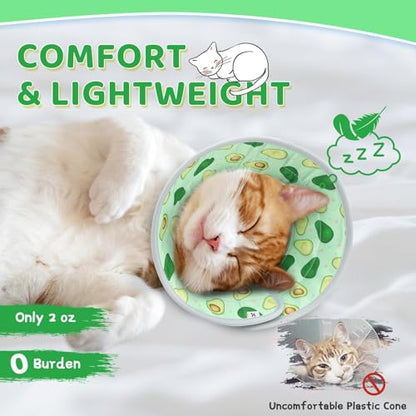 Cat Cone Collar Soft to Stop Licking, Adjustable, Foldable Lightweight Kitten Cones After Surgery Recovery for Cats & Kittens, Cat Cone Alternative, Easy Eating (Avocado Green, M) - color: Avocado Green, size: M