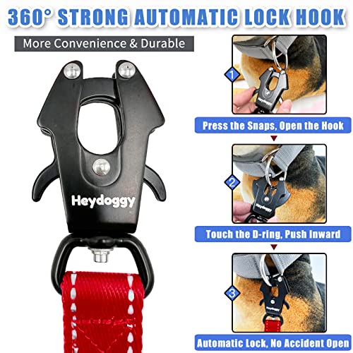 Strong Heavy Duty Dog Leash - 4ft Reflective Nylon Training Leash with Soft Padded Double Handle & Auto Lock Frog Clip - Safety Traffic Control for Large Medium Small Dogs No Pull Walk Red,4ft - color: Red, size: 4FT x 1" x 2.8MM