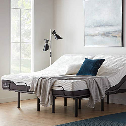 Lucid L150 Adjustable Base – Bed Frame with Head and Foot Incline – Wireless Remote Control – Premium Quiet Motor, Twin XL size, Charcoal - size: Twin XL, style: L150