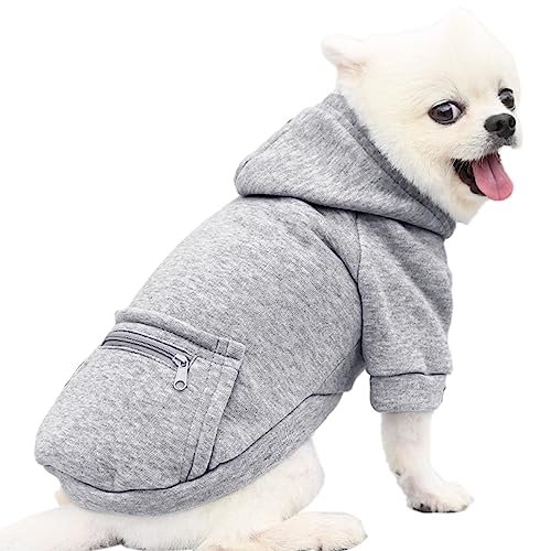 Jecikelon Pet Dog Cold Weather Coat with Pocket Winter Dog Hoodie Warm Puppy Clothes for Small Dogs Chihuahua Clothing (X-Small, Y02-Grey) - color: Y02-Grey, size: X-Small