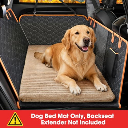 Backseat Pet Bed Mat, Non-Slip Dog Bed for Car Back Seat, Washable Travel Pet Mat with Removable Cover, Dog Seat Covers Protector Fit for Backseat Extenders and Trucks SUVs, 54"x 24.8", Brown - color: Brown