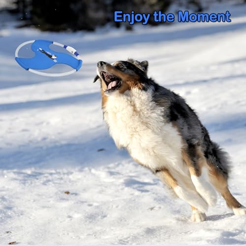 Dog Flying Disc Flyer Dog Toys, Glow in The Dark Nylon Dog Toy with 3 Light Models, Floating Dog Ring Toys for Physical Exercise, Pet Training Throwing Playing - color: Blue-1