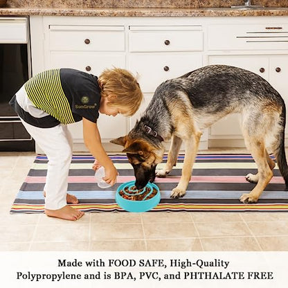 SunGrow Dog Slow Feed Bowl, Spiral Design Encourages Slow Eating, Interactive, 8”, Non-Slip Base, Portion Control, Blue, 1pc
