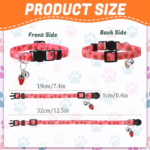 18 Pcs Breakaway Cat Collars with Bells Fruit Pendants Adjustable Fruit Cat Collars Safety Kitten Collar with Bell for Girl Boy Cats - color: Fruit