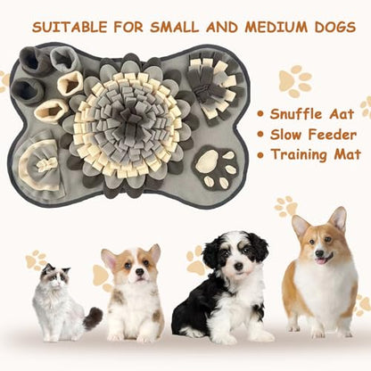 Washable Dog Snuffle Mat with Squeaker, Non-Slip Feeding Mat for Brain Games/25x17 Inch, Grey - color: grey