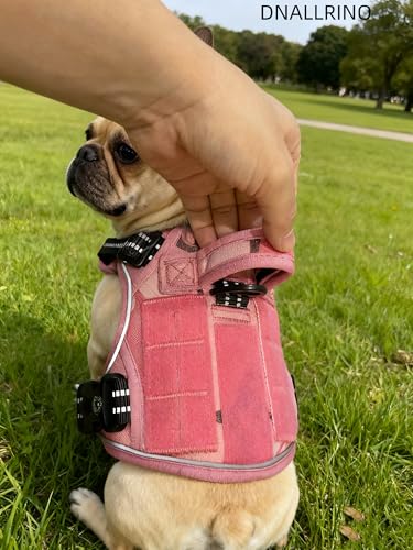 Tactical Dog Harness for Medium & Large Dogs, Camo Pink Adjustable No-Pull Control with Handle, Heavy Duty Reflective Vest - Size S - color: CAMO PINK, size: S