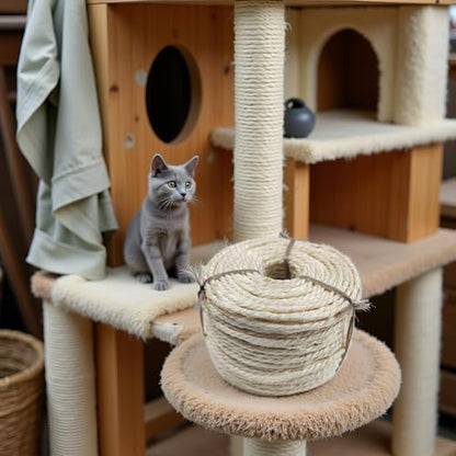 164 Feet Sisal Rope for Cat Tree & Scratching Post Replacement, 1/4 Inch Scratcher Rope to Refresh Cat Furniture, Durable Cat Scratching Rope - color: 1/4 inch (6mm) Light Color