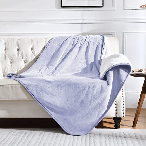 Waterproof Blanket for Bed Couch Sofa, Soft Liquid Pee Proof Pet Blanket for Dog Puppy Cat, Reversible Sherpa Fleece Furniture Protector (Lilac, 50x60 inches) - color: Lilac, size: 50x60 inches