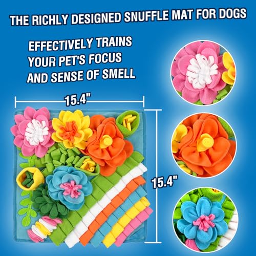 MYLIFESION Snuffle Mat for Dogs, 15.4''*15.4'' for Small & Medium, Fleece Mentally Stimulating Toys for Dogs Cats Rabbits, Helps Control Eating Speed and Train Scent Detection (Lightweight Style) - color: Lightweight Style