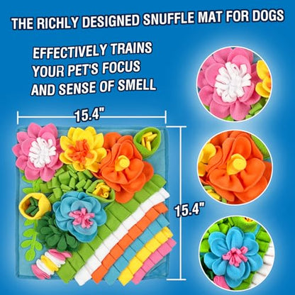 MYLIFESION Snuffle Mat for Dogs, 15.4''*15.4'' for Small & Medium, Fleece Mentally Stimulating Toys for Dogs Cats Rabbits, Helps Control Eating Speed and Train Scent Detection (Lightweight Style) - color: Lightweight Style