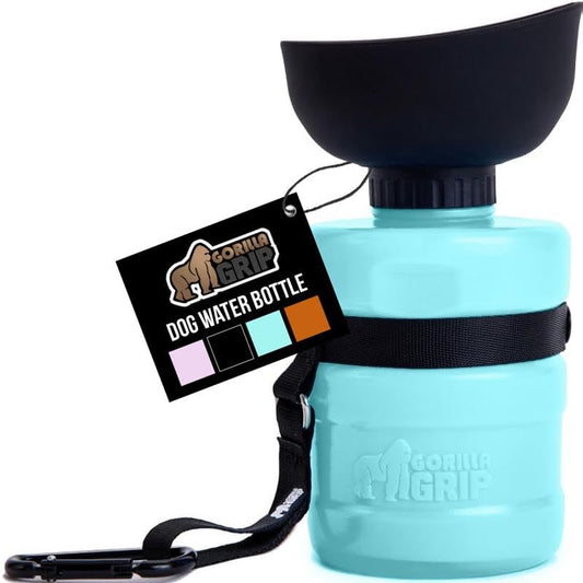 GORILLA GRIP Dog Water Bottle, Portable Water Bowl Dispenser for Dogs, 16 oz Leak Proof Pet Travel Squeeze Bottles Food Grade Silicone, Pet Stocking to Go Puppy Essentials, Turquoise - color: Turquoise, size: 16oz