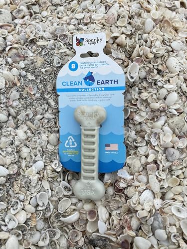 Spunky Pup Clean Earth Recycled Bone| Made in USA | Made from 100% Recycled Water Bottles, Gray - style: Bone