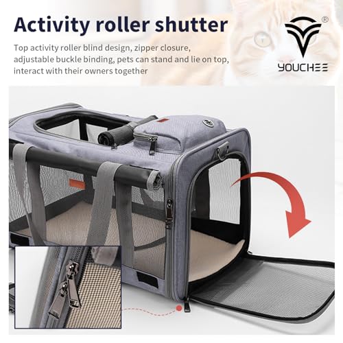 19x10.5x11.5 Inches Cat, Dog Carrier for Pets Up to 20 Ibs, Washable，Soft Sided，Collapsible Travel Puppy Carrier. (Grey) - color: Grey