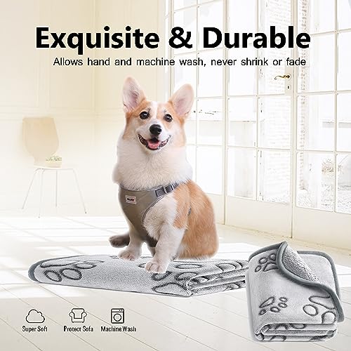 DOOVID Pet Blanket Soft Fluffy Fleece Pet Mat Doggy Flannel Blanket Dog Cat Cute Paw Print Pet Blankets Pure Gray Paw Medium(30''*20'') - color: Pure Gray Paw, size: Medium(30''*20'')