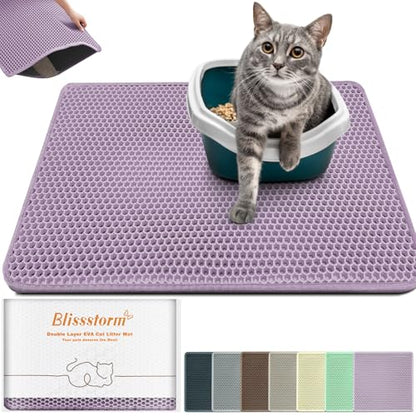 Extra Large Waterproof Cat Litter Mat - New 31x24 Inch Honeycomb Double Layer Traps Litter, Waterproof & Non-Slip Floor Protector, Easy Clean, Odor-Free, Purple - color: Purple
