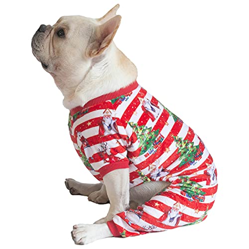 CuteBone Christmas Dog Pajamas Shirt Winter Holiday Cute Pjs Pet Clothes Bodysuit for Doggie Onesies P186S - color: A03-Xmas186, size: Small