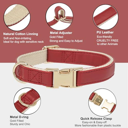 Soft Classic Leather Dog Collar Heavy Duty Padded Collars with Metal Buckle for Puppy Small Medium Dogs (Red,S) - color: Red, size: Small