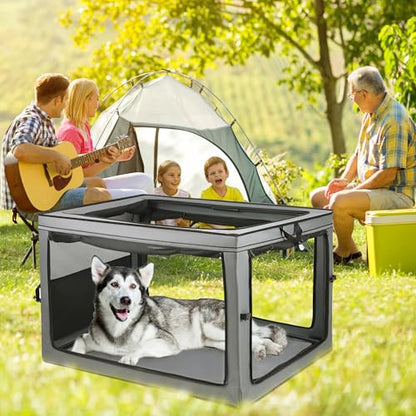 Portable Dog Crate Soft Dog Crate 22",30",36",42" Foldable Basic Dog Crates Easy Set-up, Light, Sturdy, Comfy，Collapsible Crate for Home and Travel (42Inch) - size: 42Inch