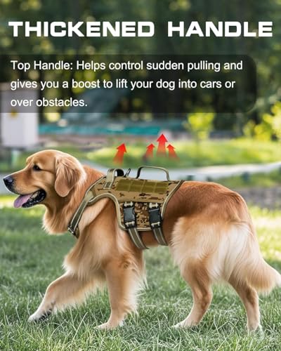 Small Dog Harness, Heavy Duty Tactical No Pull Dog Harness, No Choke, Easy On and Off Pet Vest with Molle System, Adjustable Reflective Dog Vest with Breathable Padded for Walking Hiking Training - color: Desert Camo, size: S(Neck:16-22",Chest:20-28"),18-