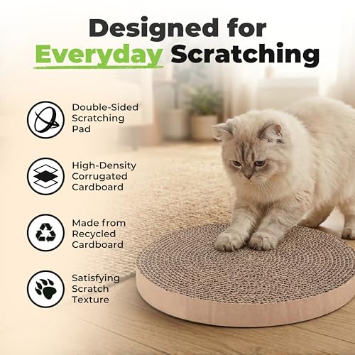 Best Pet Supplies Catify Cat Scratcher, Fun Interactive Scratchers, Posts, Poles, Claw Safe, Furniture Saver Indoor Play Support Natural Cat Behaviors Heavy Duty - 5 Pack Round, 10 x 10" - color: Round(5 Pack)