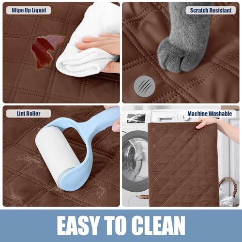 Smiry Waterproof Dog Bed Cover Pet Blanket, Soft Washable Dog Blanket for Furniture Bed Couch Sofa Reversible, Checkered (40"x70", Brown/Beige) - color: Brown/Beige, size: 40x70 Inch