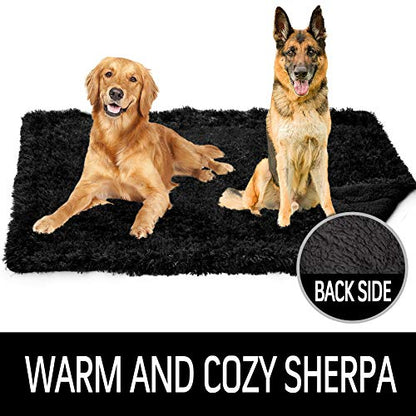 LOCHAS Luxury Fluffy Dog Blanket, Extra Soft and Warm Sherpa Fleece Pet Blankets for Dogs Cats, Plush Furry Faux Fur Puppy Throw Cover, 40''x60'' Black - color: Black, size: Large(40''x60'')