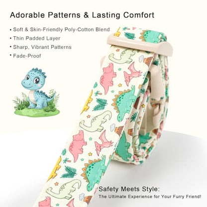 Dinosaur Dog Collar Cute Boy Dog Collars for Puppy Small Dogs - Lightweight Adjustable Cartoon Design Male Female Dogs Everyday Collar with Safety Buckle XS - color: Cute Dino, size: XS