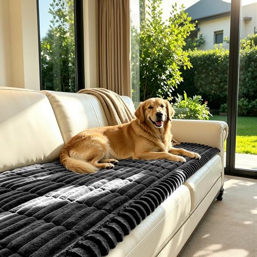 SUBRTEX Couch Cover for Dogs, Non-Slip Sofa Mat Washable, Thick Sofa Slipcover Cushion Protector Pet-Friendly(Black, 27.6"x82.7") - color: Black, size: 27.6"x82.7"