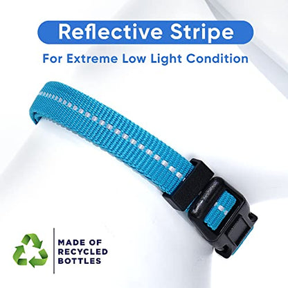 Pawtitas Recycled Dog Collar with Reflective Stitched Puppy Collar Made from Plastic Bottles Collected from Oceans Extra Small Teal Turquoise Wave - color: Recycled Teal, size: X-Small (Pack of 1)